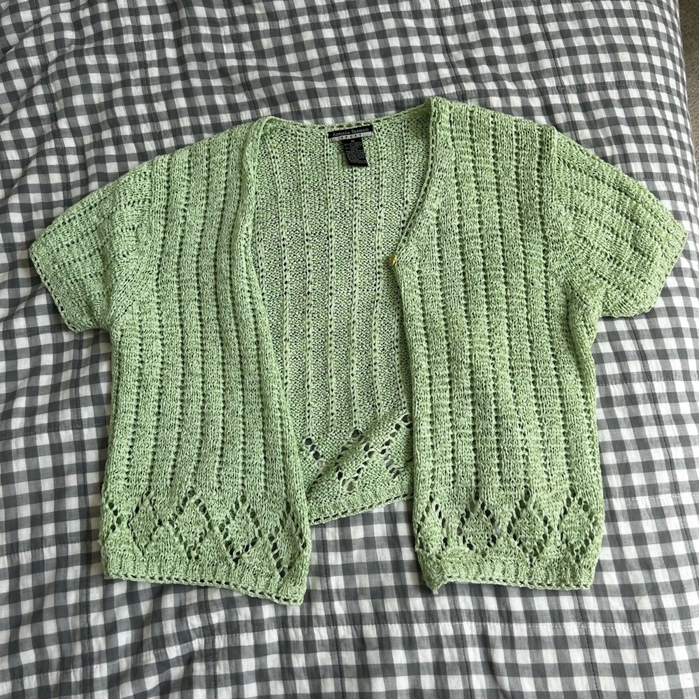green cardigan